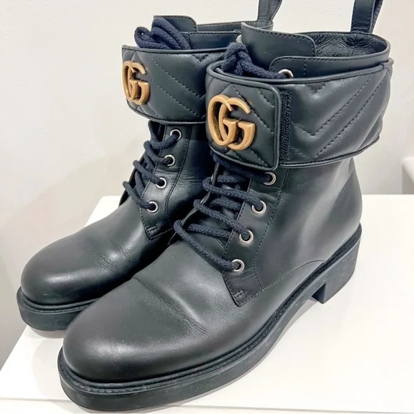 Gucci Marmont Double G Ankle Leather Boots - Picture 3 of 12